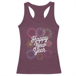 Happy New Year 2025 Racerback Tank Top Fireworks Party Supplies Family Matching TS02 Maroon Print Your Wear