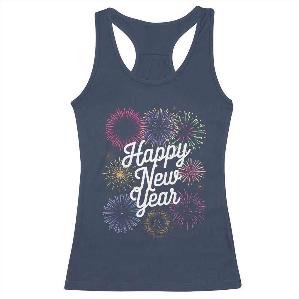 Happy New Year 2025 Racerback Tank Top Fireworks Party Supplies Family Matching TS02 Navy Print Your Wear