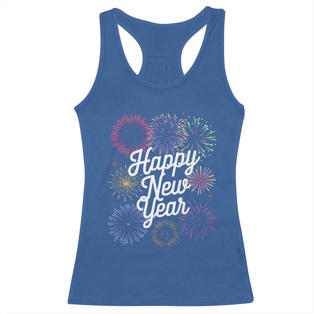 Happy New Year 2025 Racerback Tank Top Fireworks Party Supplies Family Matching TS02 Royal Blue Print Your Wear