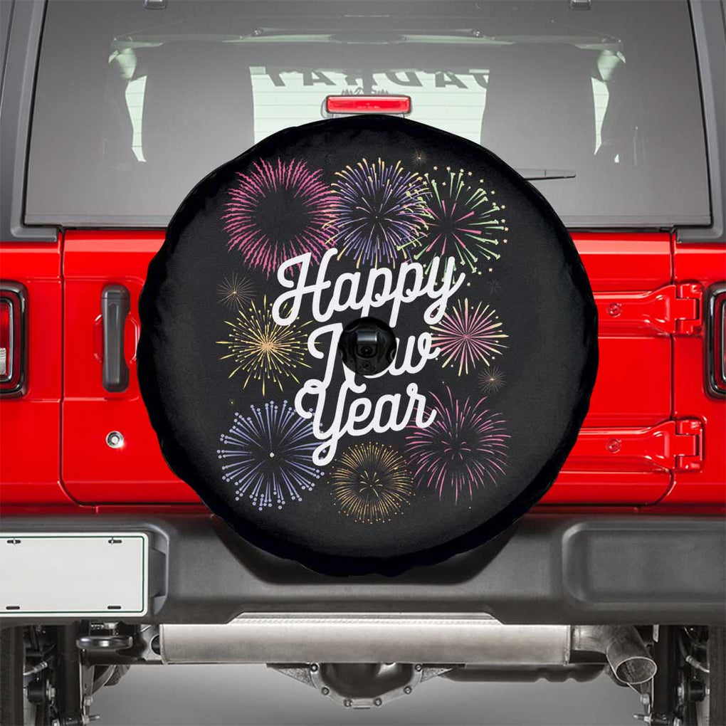 Happy New Year 2025 Spare Tire Cover Fireworks Party Supplies Family Matching TS02 Black Print Your Wear