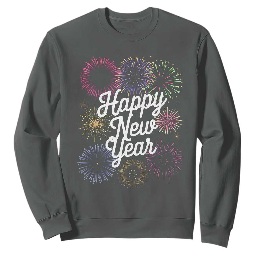 Happy New Year 2025 Sweatshirt Fireworks Party Supplies Family Matching TS02 Dark Heather Print Your Wear