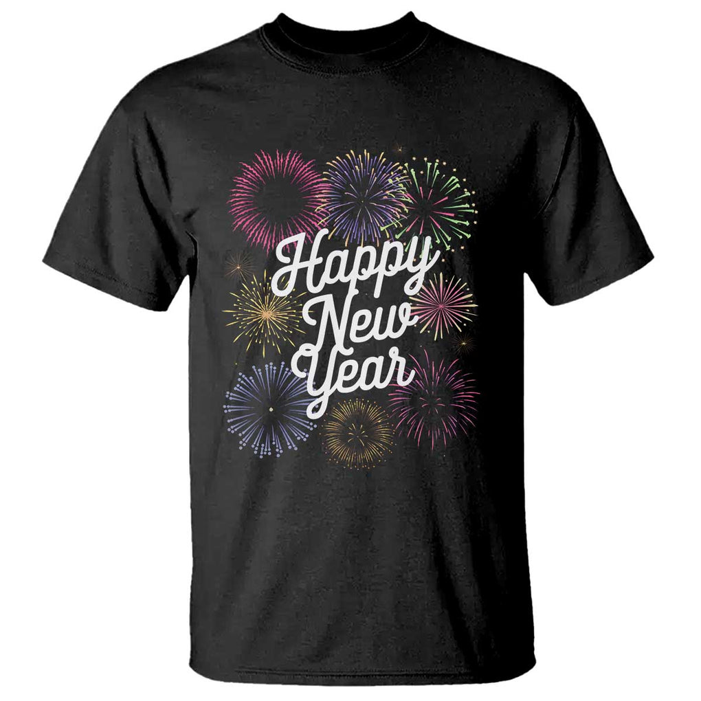 Happy New Year 2025 T Shirt Fireworks Party Supplies Family Matching TS02 Black Print Your Wear
