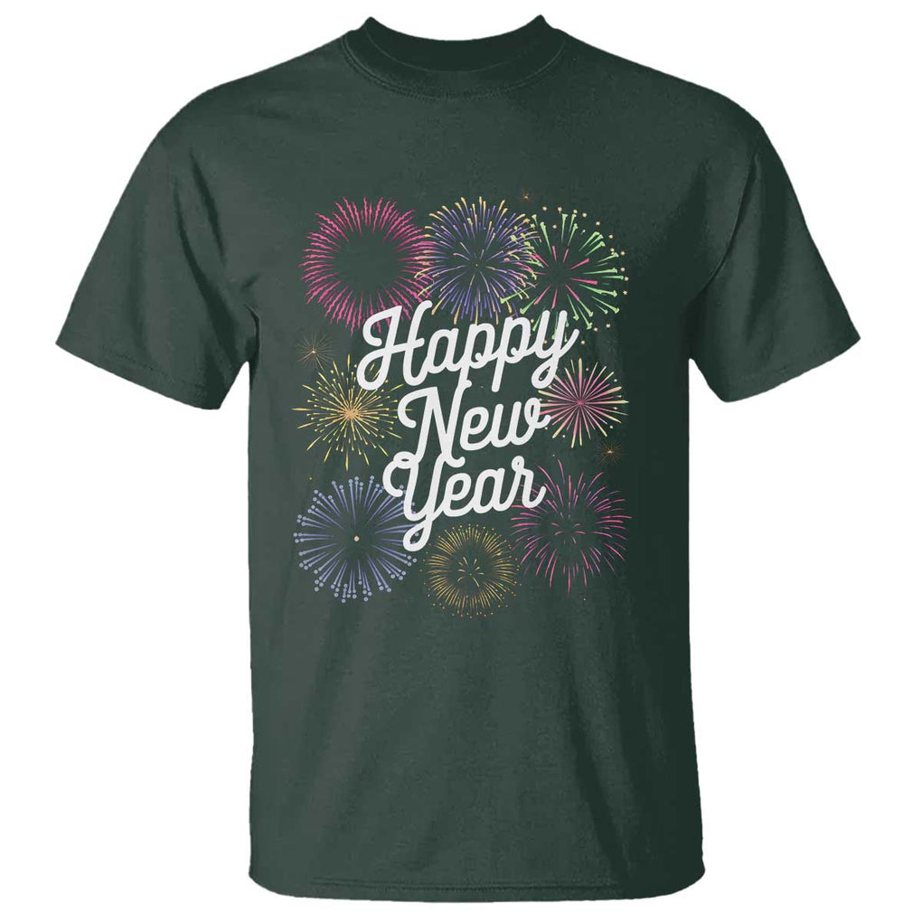 Happy New Year 2025 T Shirt Fireworks Party Supplies Family Matching TS02 Dark Forest Green Print Your Wear