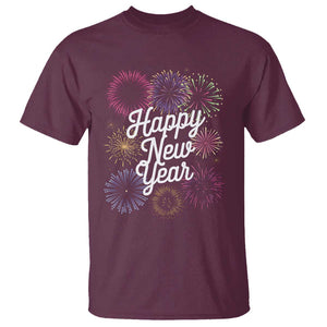 Happy New Year 2025 T Shirt Fireworks Party Supplies Family Matching TS02 Maroon Print Your Wear