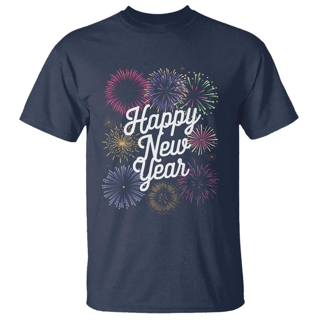 Happy New Year 2025 T Shirt Fireworks Party Supplies Family Matching TS02 Navy Print Your Wear