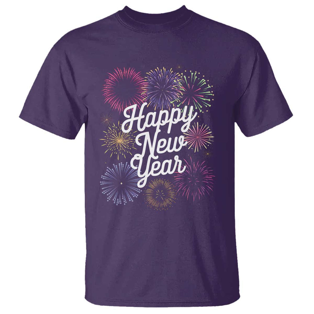 Happy New Year 2025 T Shirt Fireworks Party Supplies Family Matching TS02 Purple Print Your Wear