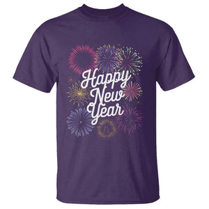 Happy New Year 2025 T Shirt Fireworks Party Supplies Family Matching TS02 Purple Print Your Wear
