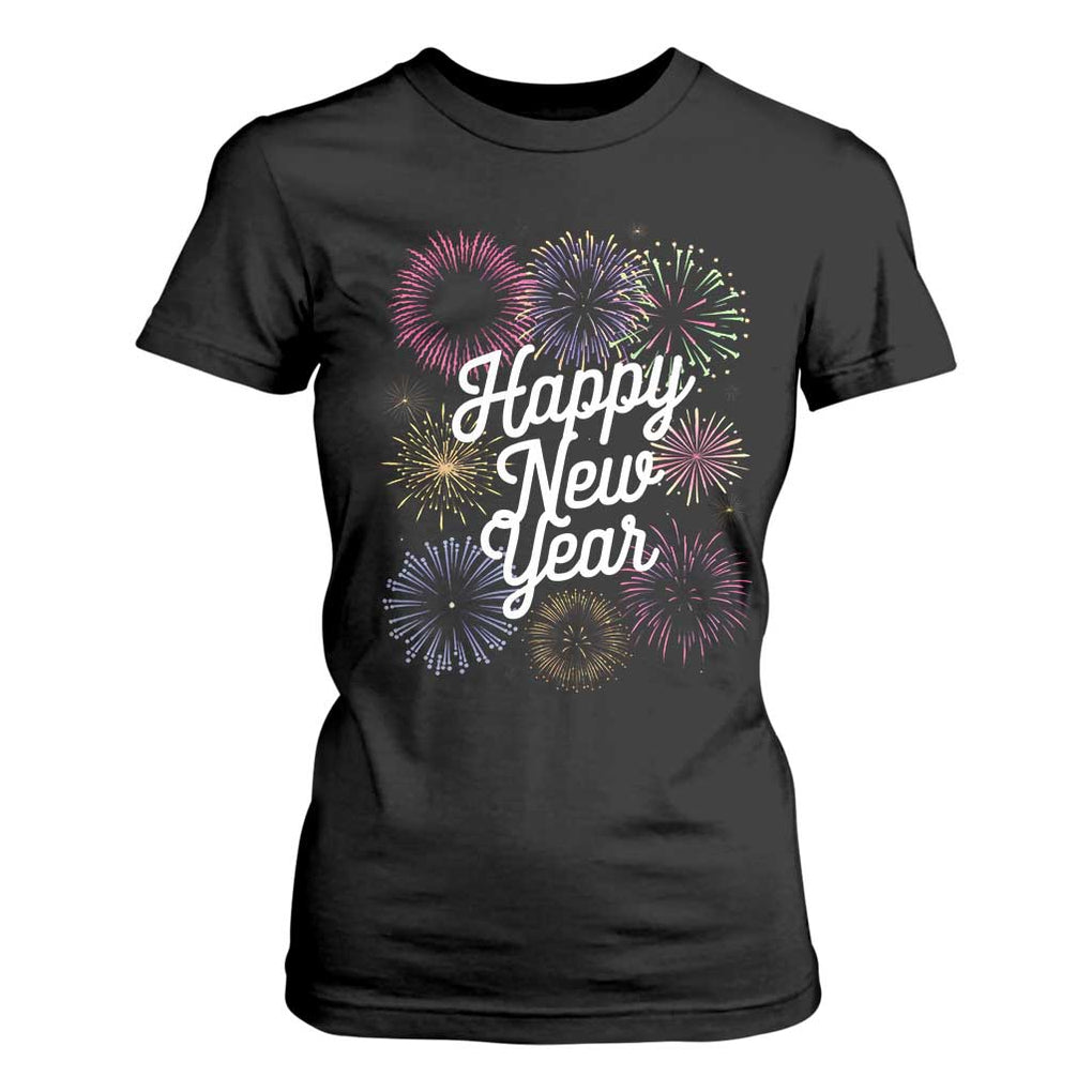 Happy New Year 2025 T Shirt For Women Fireworks Party Supplies Family Matching TS02 Black Print Your Wear