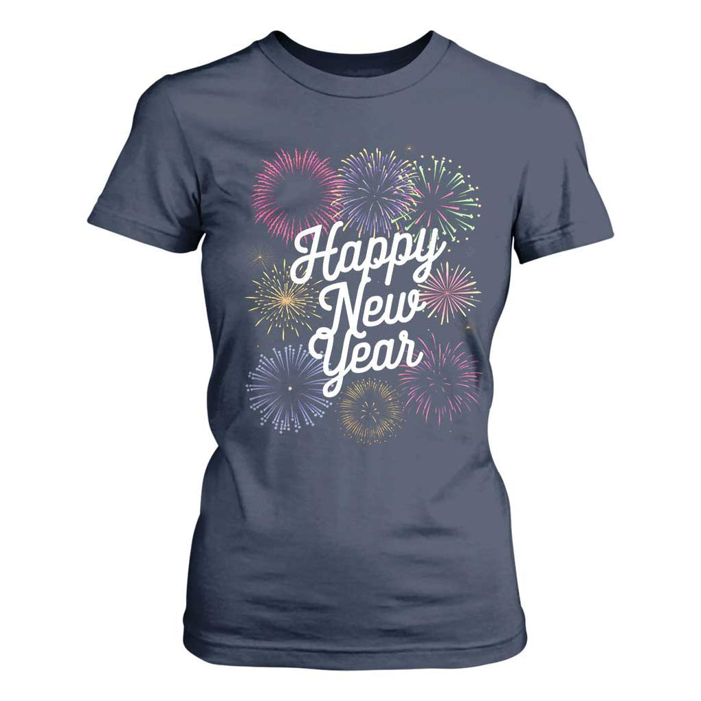 Happy New Year 2025 T Shirt For Women Fireworks Party Supplies Family Matching TS02 Navy Print Your Wear