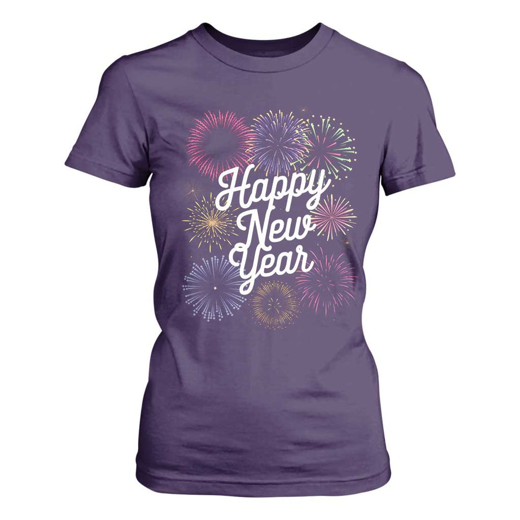 Happy New Year 2025 T Shirt For Women Fireworks Party Supplies Family Matching TS02 Purple Print Your Wear
