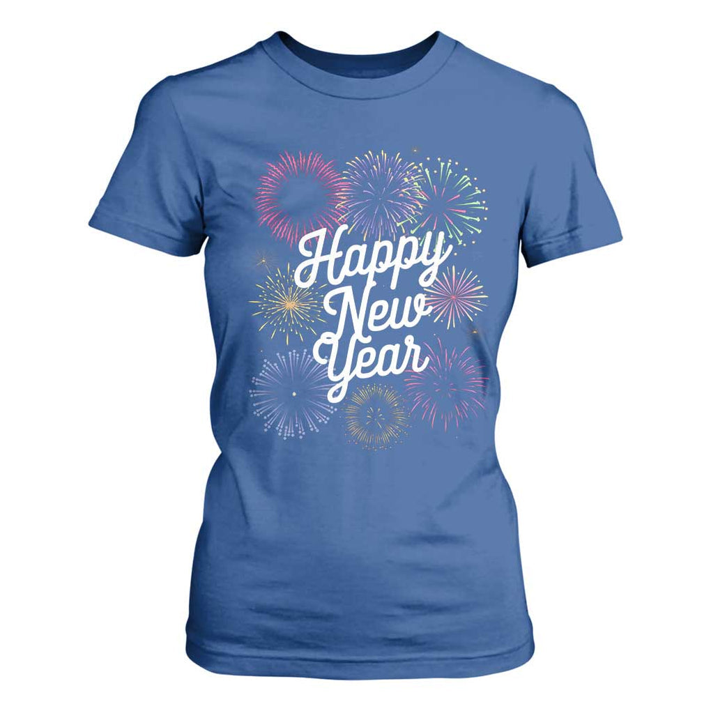 Happy New Year 2025 T Shirt For Women Fireworks Party Supplies Family Matching TS02 Royal Blue Print Your Wear
