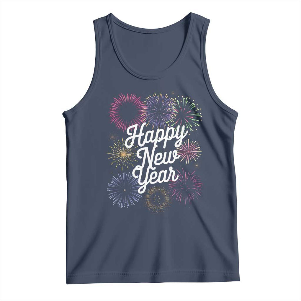Happy New Year 2025 Tank Top Fireworks Party Supplies Family Matching TS02 Navy Print Your Wear