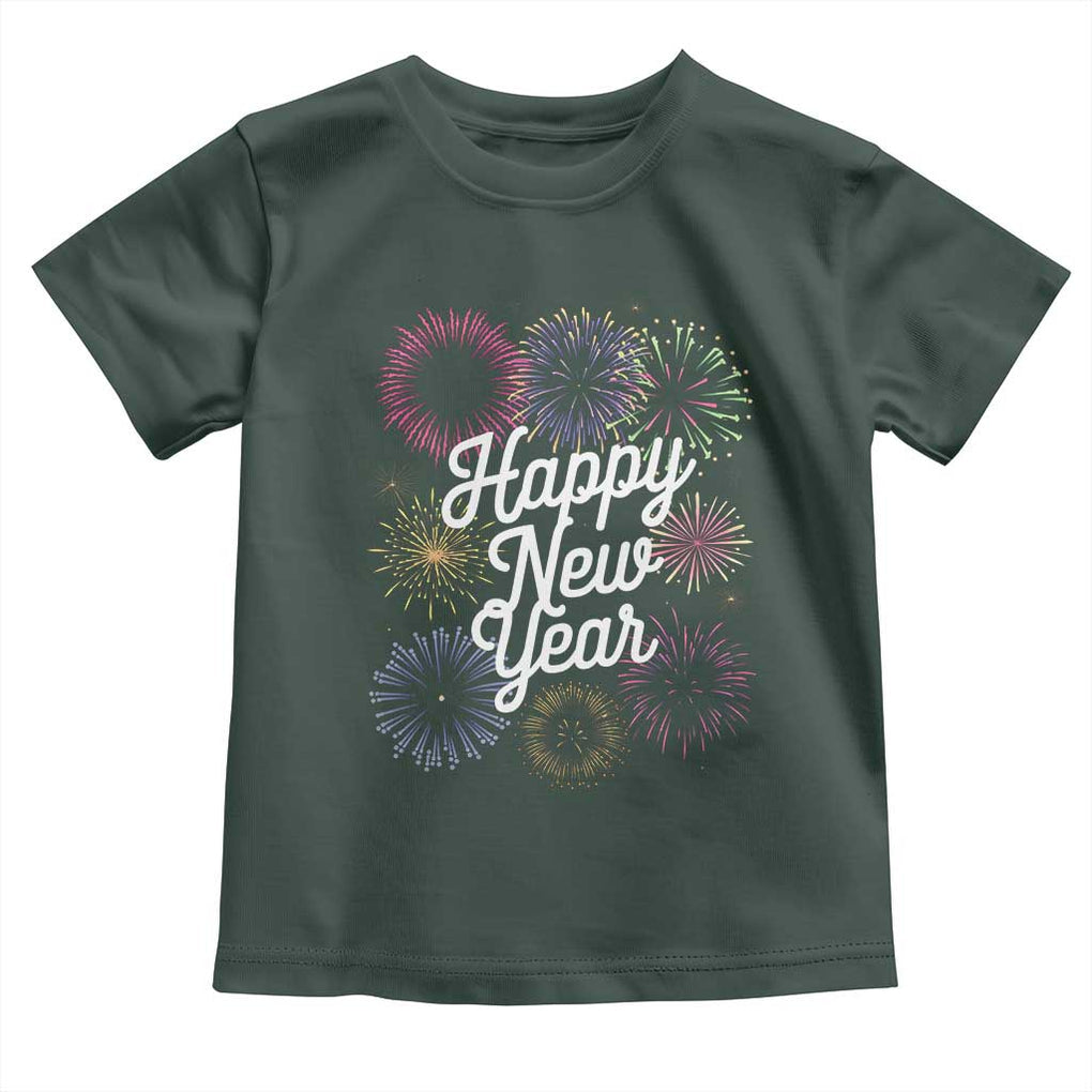 Happy New Year 2025 Toddler T Shirt Fireworks Party Supplies Family Matching TS02 Dark Forest Green Print Your Wear