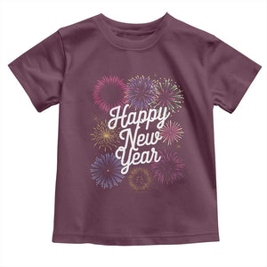Happy New Year 2025 Toddler T Shirt Fireworks Party Supplies Family Matching TS02 Maroon Print Your Wear