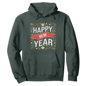 Happy New Year 2025 Hoodie Confetti Fireworks Party Supplies Family Matching TS02 Dark Forest Green Print Your Wear
