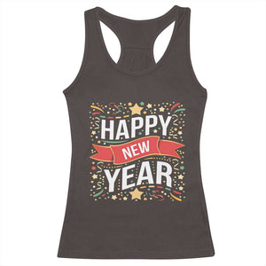 Happy New Year 2025 Racerback Tank Top Confetti Fireworks Party Supplies Family Matching TS02 Dark Chocolate Print Your Wear