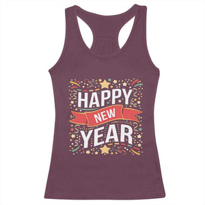 Happy New Year 2025 Racerback Tank Top Confetti Fireworks Party Supplies Family Matching TS02 Maroon Print Your Wear