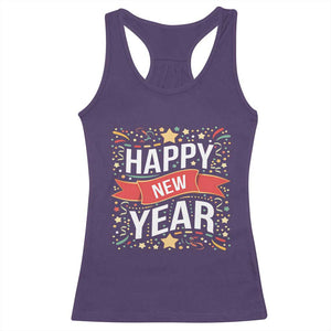 Happy New Year 2025 Racerback Tank Top Confetti Fireworks Party Supplies Family Matching TS02 Purple Print Your Wear