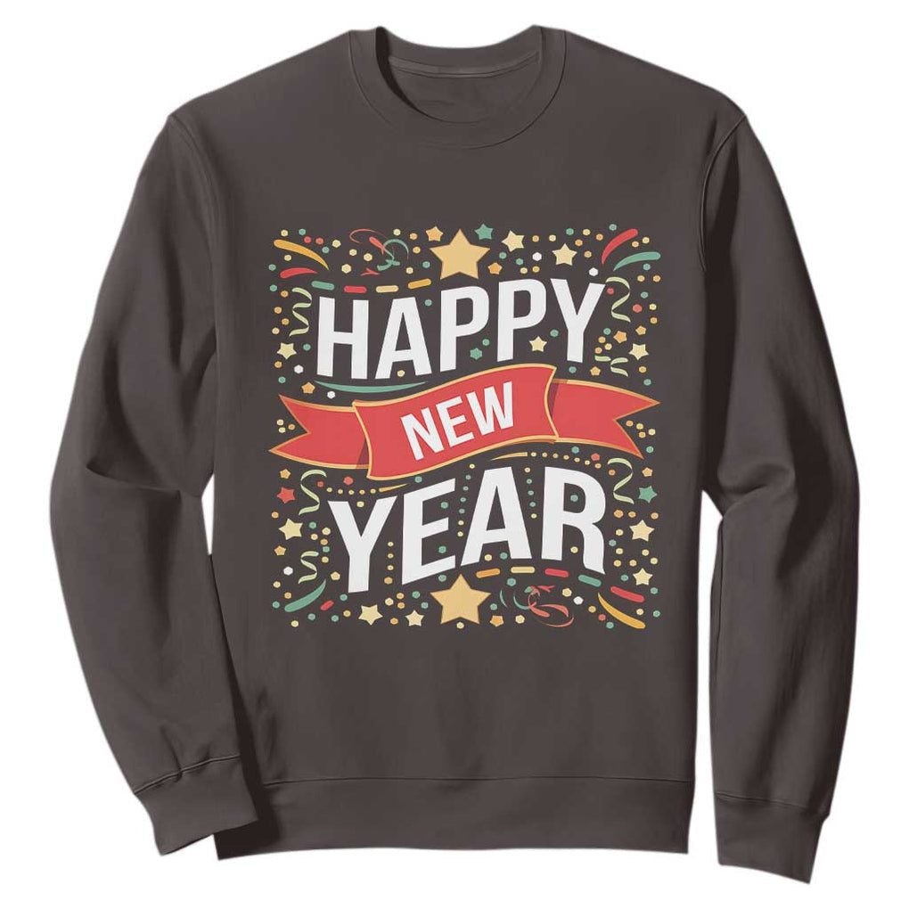 Happy New Year 2025 Sweatshirt Confetti Fireworks Party Supplies Family Matching TS02 Dark Chocolate Print Your Wear