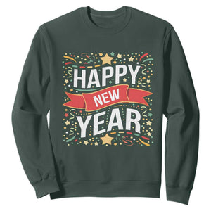 Happy New Year 2025 Sweatshirt Confetti Fireworks Party Supplies Family Matching TS02 Dark Forest Green Print Your Wear