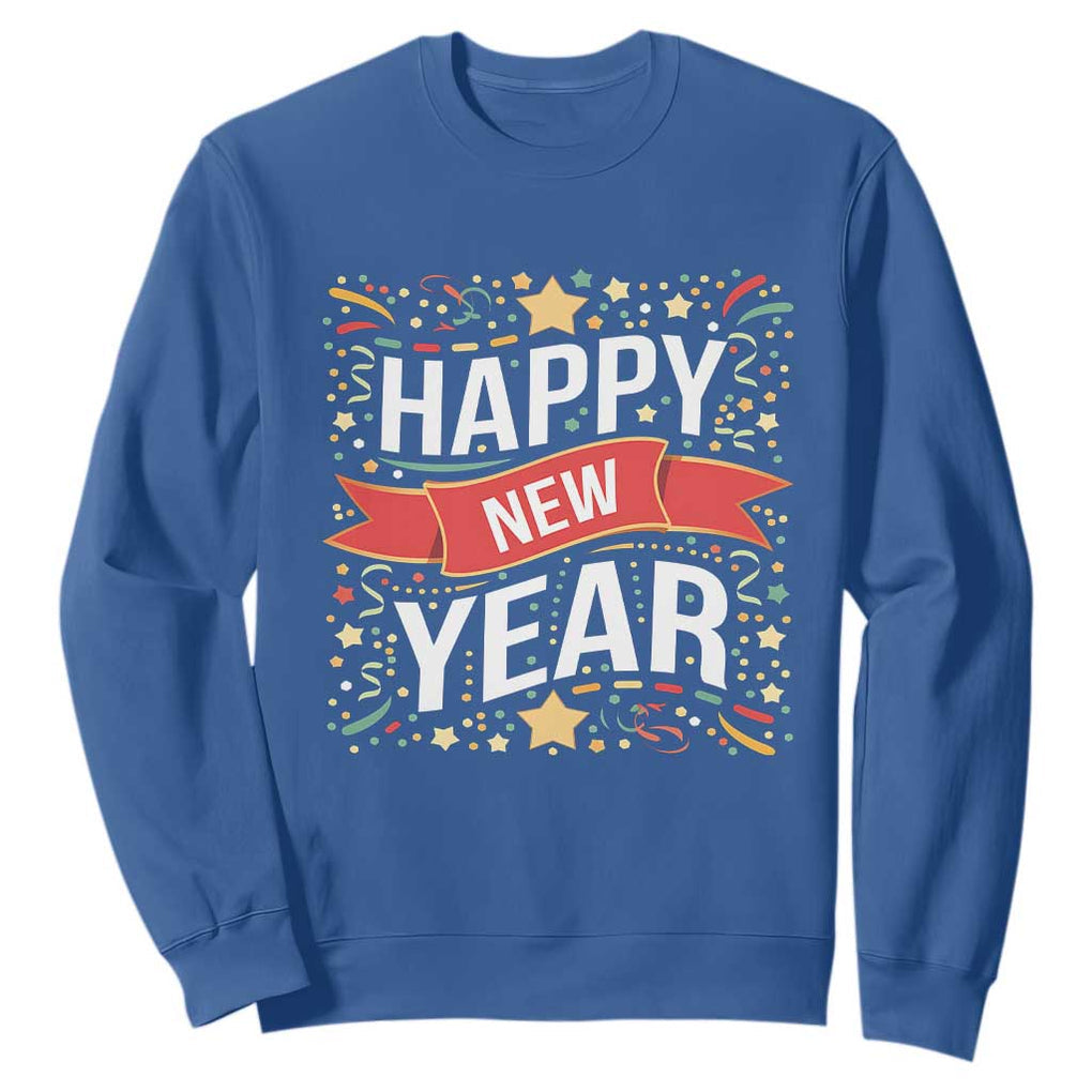 Happy New Year 2025 Sweatshirt Confetti Fireworks Party Supplies Family Matching TS02 Royal Blue Print Your Wear