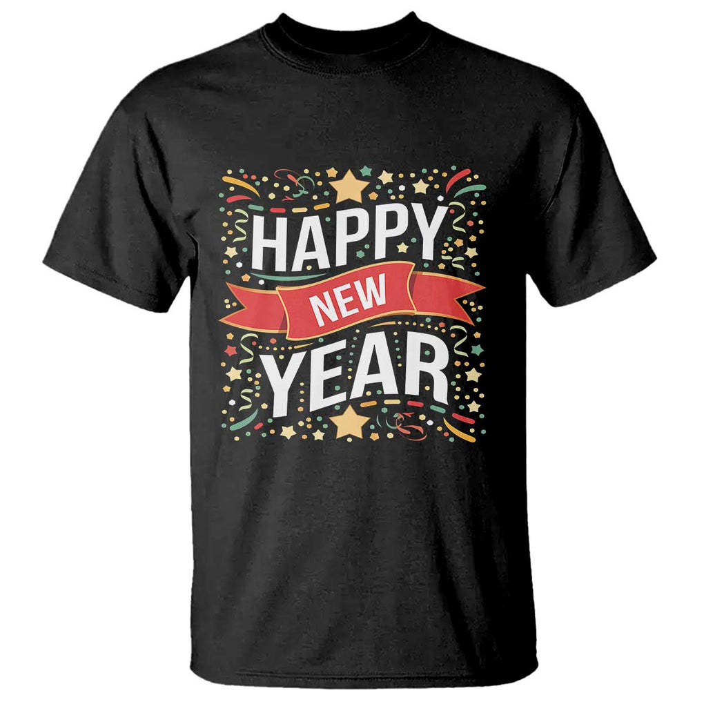 Happy New Year 2025 T Shirt Confetti Fireworks Party Supplies Family Matching TS02 Black Print Your Wear