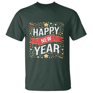 Happy New Year 2025 T Shirt Confetti Fireworks Party Supplies Family Matching TS02 Dark Forest Green Print Your Wear