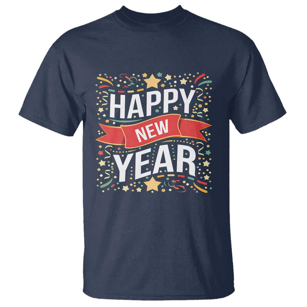 Happy New Year 2025 T Shirt Confetti Fireworks Party Supplies Family Matching TS02 Navy Print Your Wear