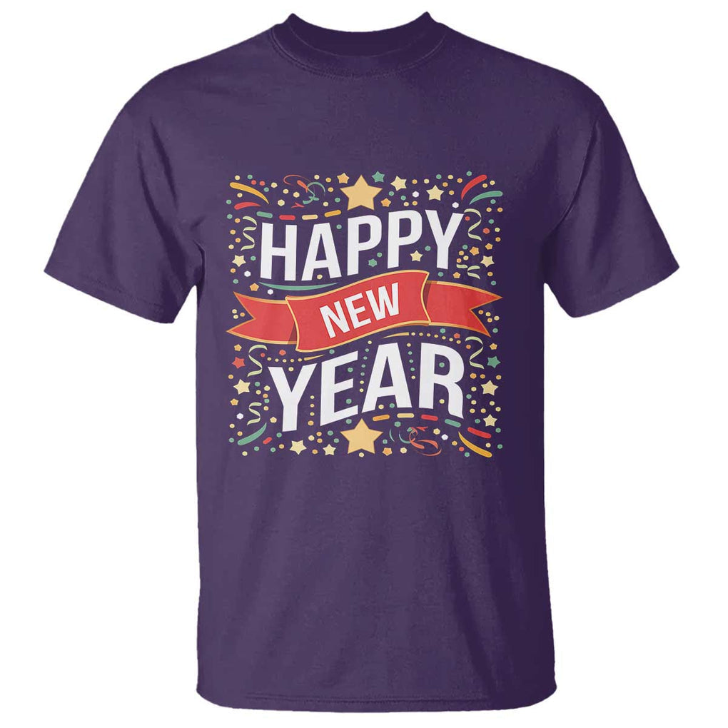 Happy New Year 2025 T Shirt Confetti Fireworks Party Supplies Family Matching TS02 Purple Print Your Wear