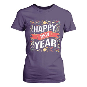 Happy New Year 2025 T Shirt For Women Confetti Fireworks Party Supplies Family Matching TS02 Purple Print Your Wear