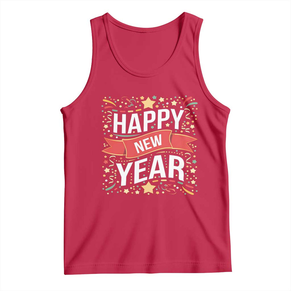 Happy New Year 2025 Tank Top Confetti Fireworks Party Supplies Family Matching TS02 Red Print Your Wear