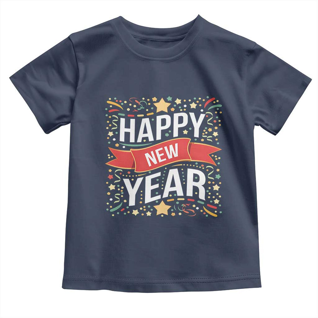 Happy New Year 2025 Toddler T Shirt Confetti Fireworks Party Supplies Family Matching TS02 Navy Print Your Wear