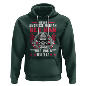 Soldier Skull Hoodie Never Underestimate An Old Man Who Has A DD214 TS02 Dark Forest Green Printyourwear