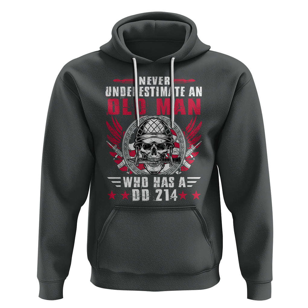 Soldier Skull Hoodie Never Underestimate An Old Man Who Has A DD214 TS02 Dark Heather Printyourwear
