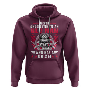 Soldier Skull Hoodie Never Underestimate An Old Man Who Has A DD214 TS02 Maroon Printyourwear