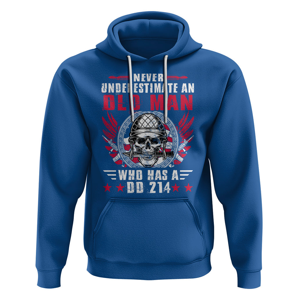 Soldier Skull Hoodie Never Underestimate An Old Man Who Has A DD214 TS02 Royal Blue Printyourwear