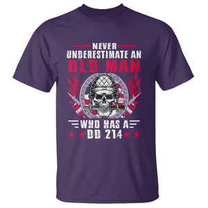 Soldier Skull T Shirt Never Underestimate An Old Man Who Has A DD214 TS02 Purple Printyourwear