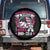 Female Veteran Spare Tire Cover Never Underestimate A Woman With DD214 Pink American Flag TS02 No hole Black Print Your Wear