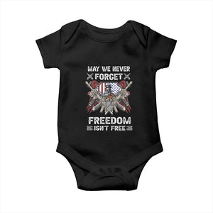 Patriotic Memorial Day Baby Onesie May We Never Forget Freedom Is Not Free TS02 Black Print Your Wear