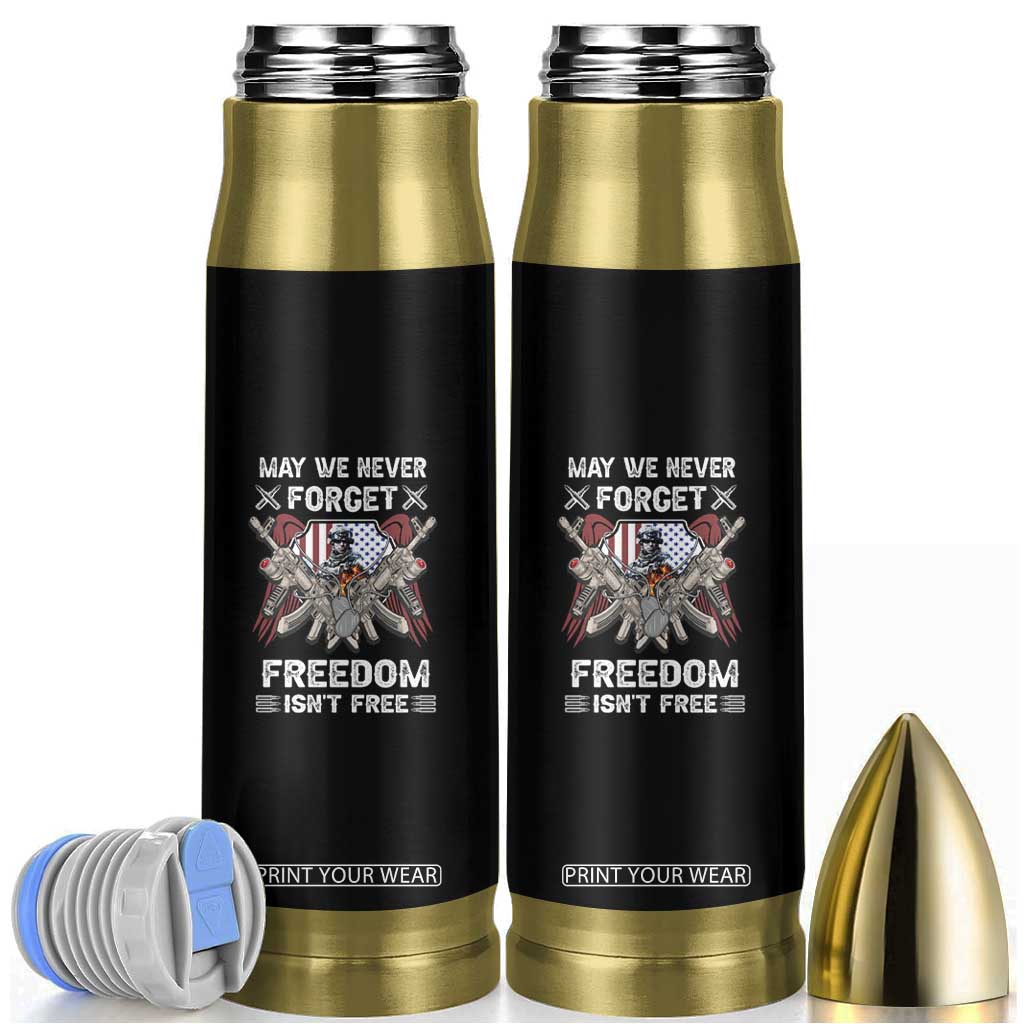 American Veteran Bullet Tumbler May We Never Forget Freedom Is Not Free US Alumni Veterans TS02 Black Print Your Wear