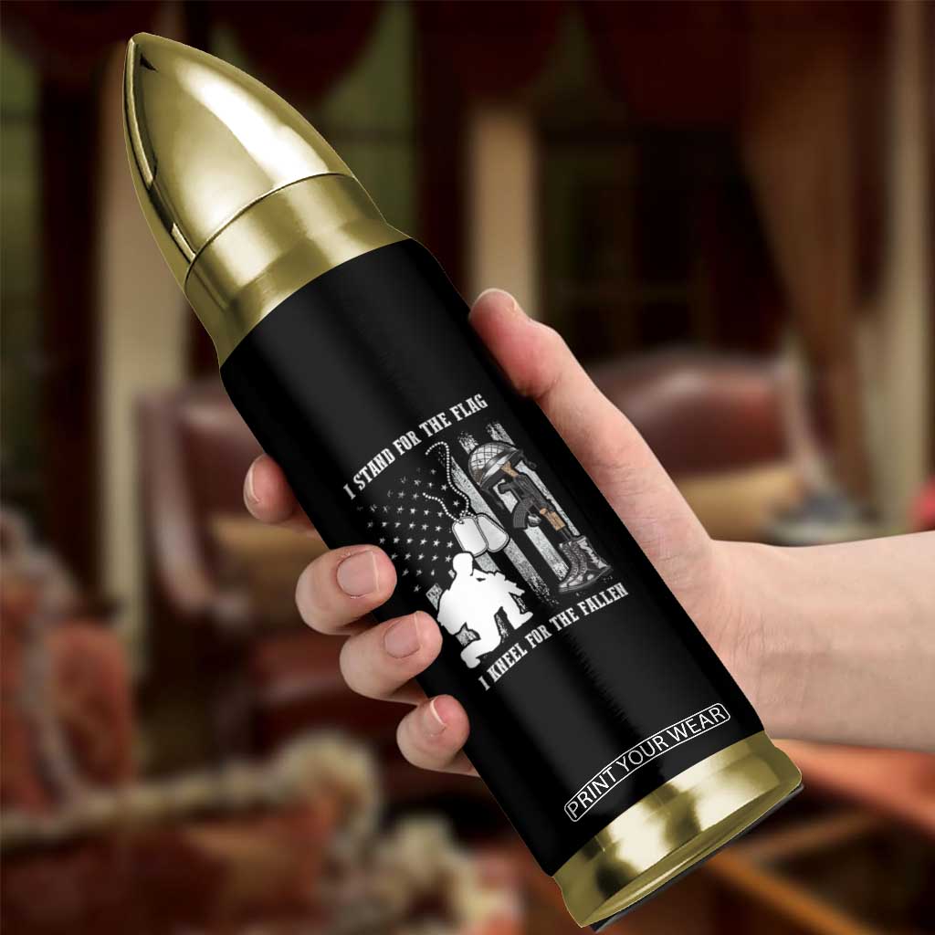 American Veteran Bullet Tumbler We Stand For the Flag We Kneel For The Fallen US Patriots TS02 Print Your Wear