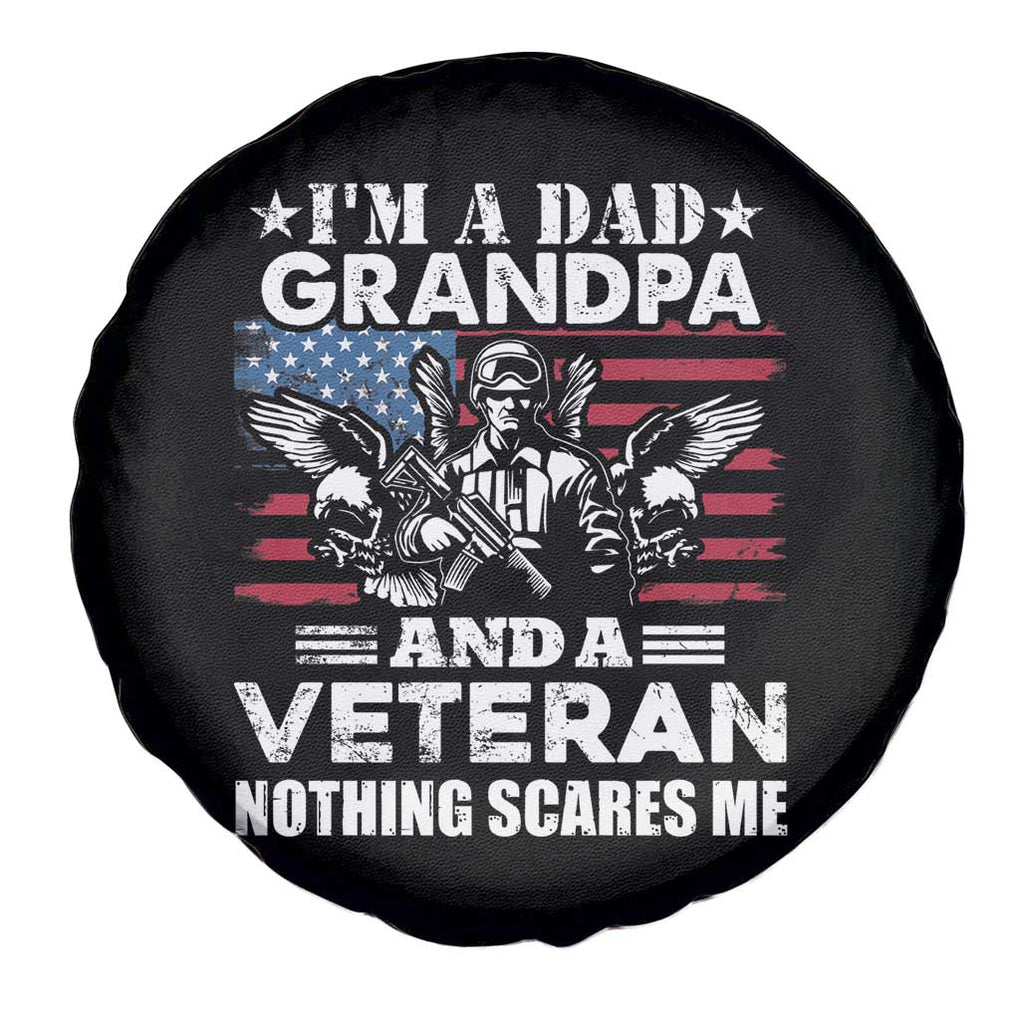 American Veteran Spare Tire Cover I'm A Dad Grandpa And A Veteran Funny For Papa Grandpa Pride TS02 Print Your Wear