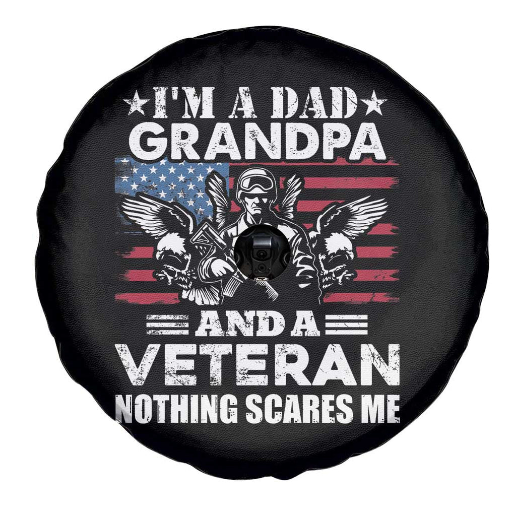 American Veteran Spare Tire Cover I'm A Dad Grandpa And A Veteran Funny For Papa Grandpa Pride TS02 Print Your Wear