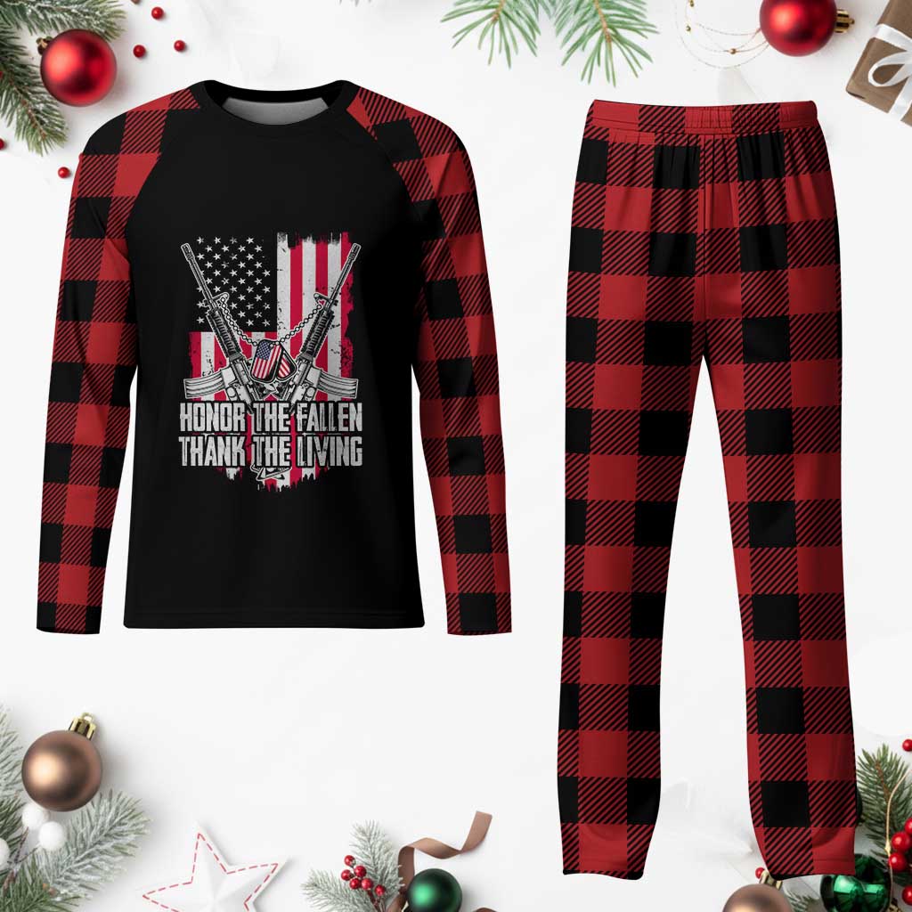 Patriotic Memorial Day Plaid Pajama Set Honor The Fallen Thank The Living Memorial Day Veterans Day TS02 Buffalo Plaid Print Your Wear