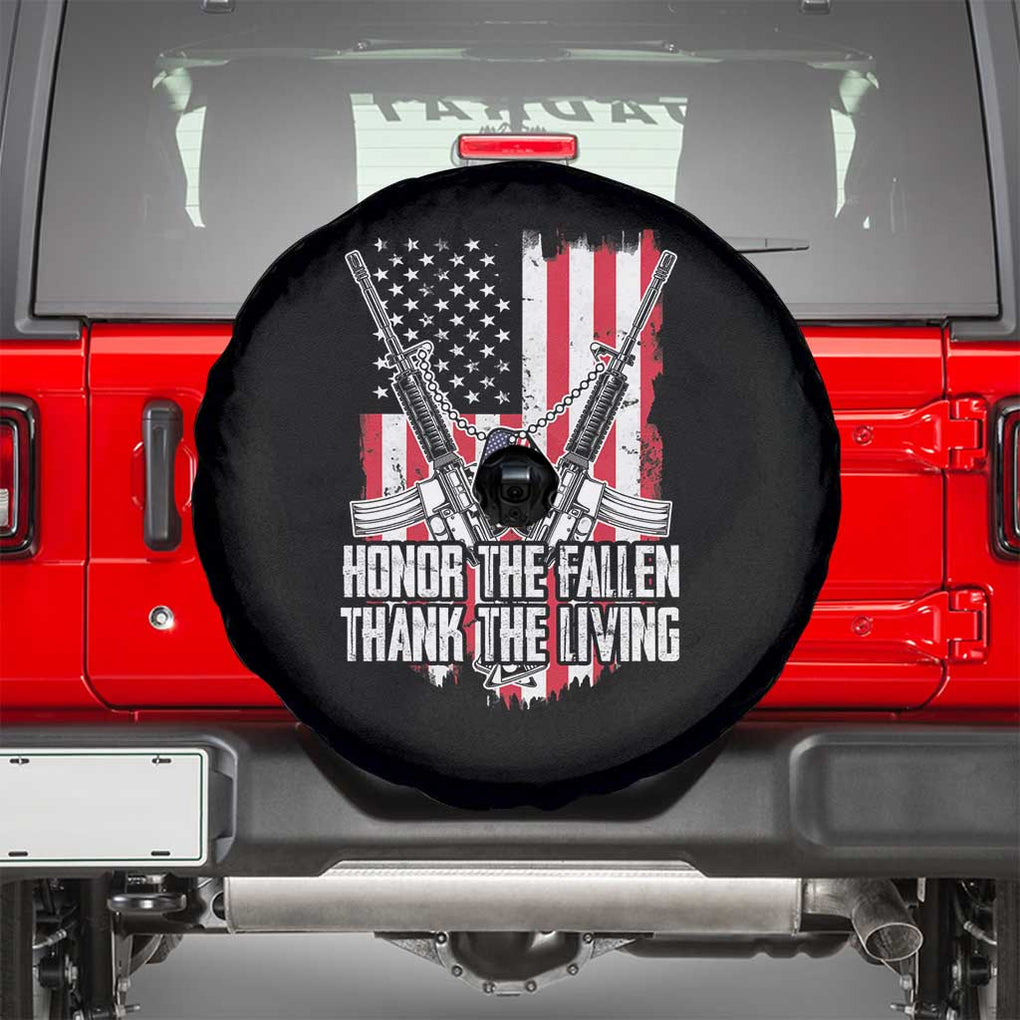 American Veteran Spare Tire Cover Honor The Fallen Thank The Living Memorial Day Veterans Day TS02 Black Print Your Wear