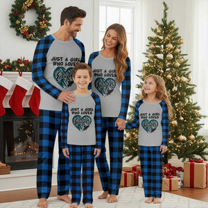 A Girl Who Loves Eagle Plaid Pajama Set TS02 Blue Plaid Print Your Wear