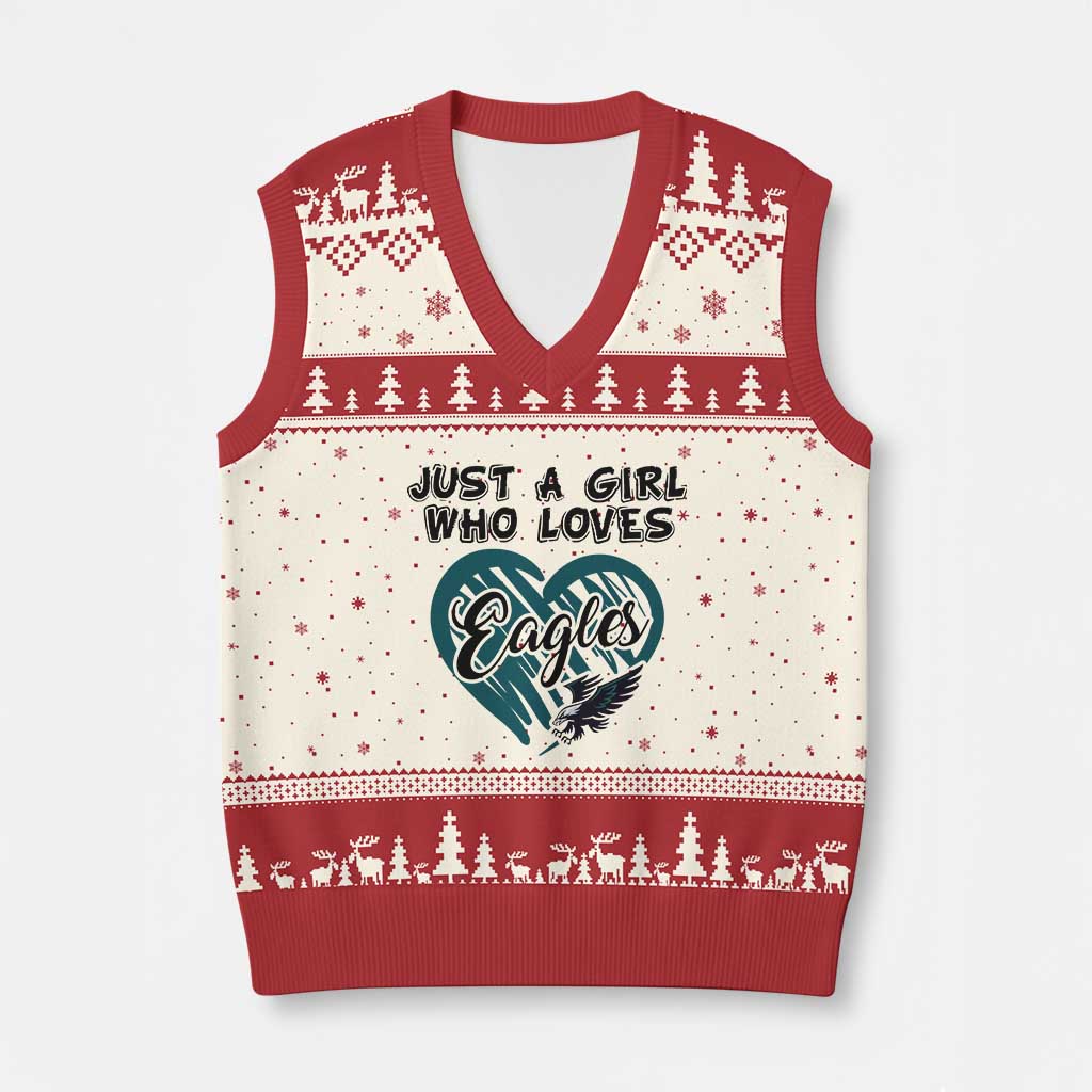 A Girl Who Loves Eagle V-Neck Knit Sweater Vest TS02 Beige Red Print Your Wear