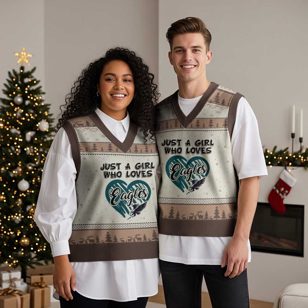 A Girl Who Loves Eagle V-Neck Knit Sweater Vest TS02 Mocha Mousse Print Your Wear