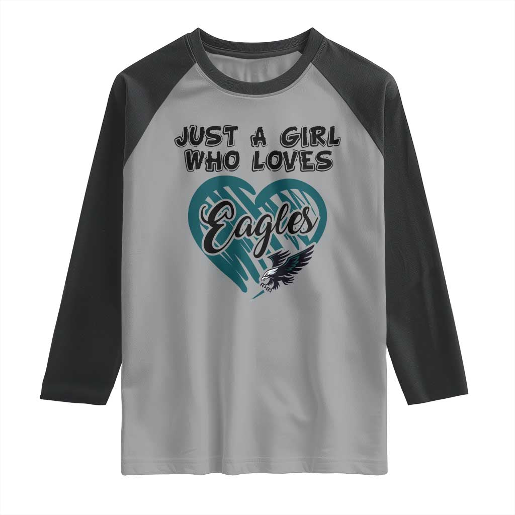 A Girl Who Loves Eagle Raglan Shirt TS02 Sport Gray Black Print Your Wear