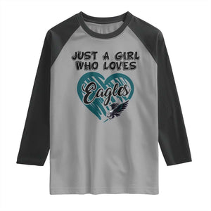 A Girl Who Loves Eagle Raglan Shirt TS02 Sport Gray Black Print Your Wear